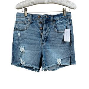 And Now This CALI Women's High-Rise Frayed Distressed Denim Shorts 5/27 beach